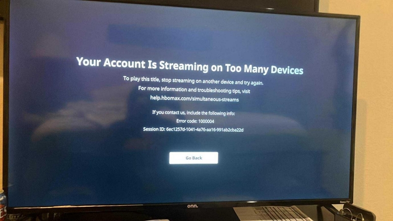 HBO Max streaming limit message on multiple devices