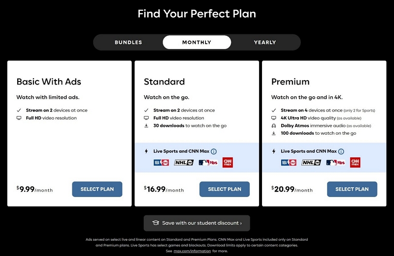 HBO Max subscription plans and stream limits