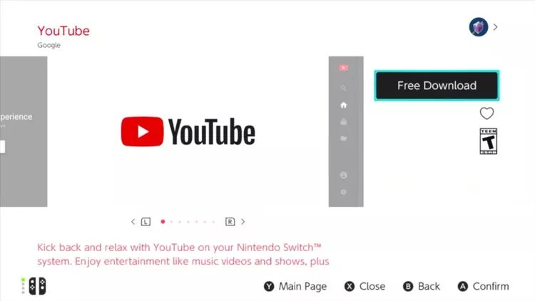 choose Free Download | Watch YouTube on Nintendo Switch