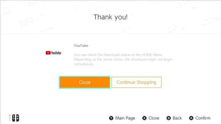 select Close | Watch YouTube on Nintendo Switch