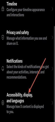 choose Accessibility, display and languages | Post YouTube Videos on X with Preview