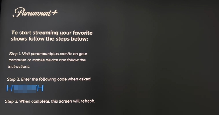 use activate code | Watch Paramount Plus on PS4/PS5