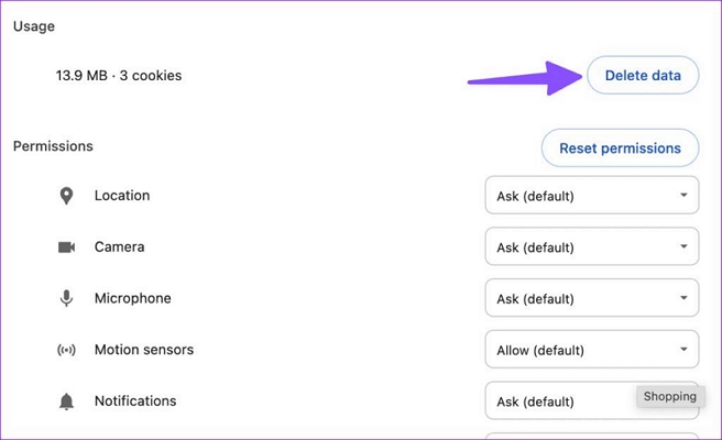 click Delete data | Paramount Plus Error Code 111 