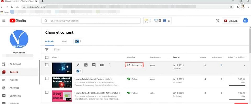 click pen icon | Make a Private YouTube Video