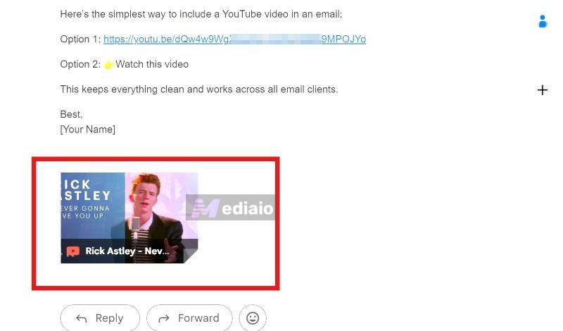 small preview | Embed a YouTube Video in an Email