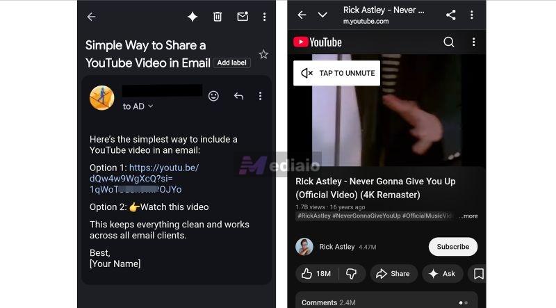 appear as a link | Embed a YouTube Video in an Email
