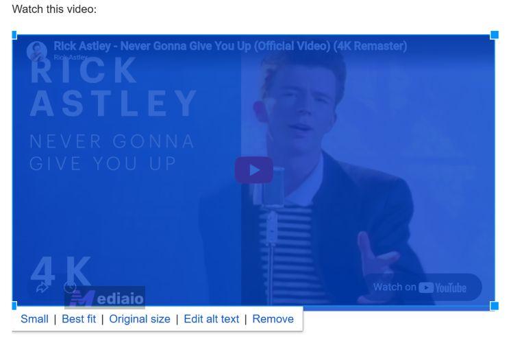 place cursor before the image | Embed a YouTube Video in an Email