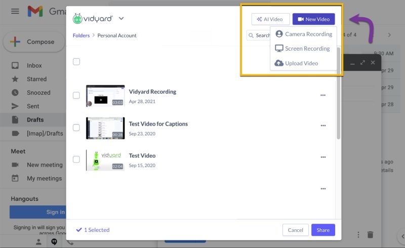 choose Upload | Embed a YouTube Video in an Email