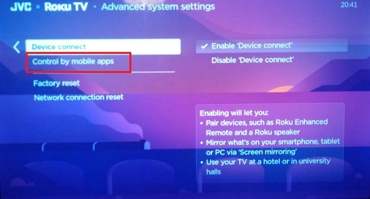 choose Enabled | Paramount Plus on Roku