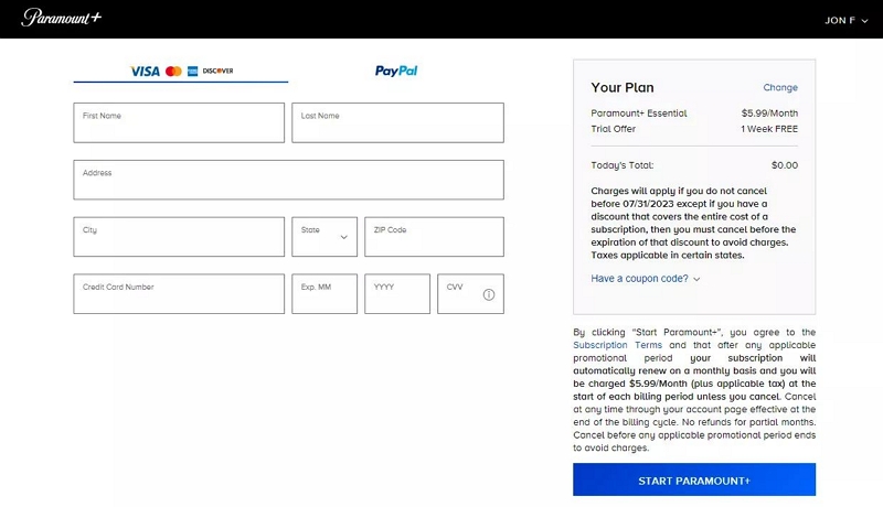 click Start Paramount+ | Watch Paramount Plus on PS4/PS5