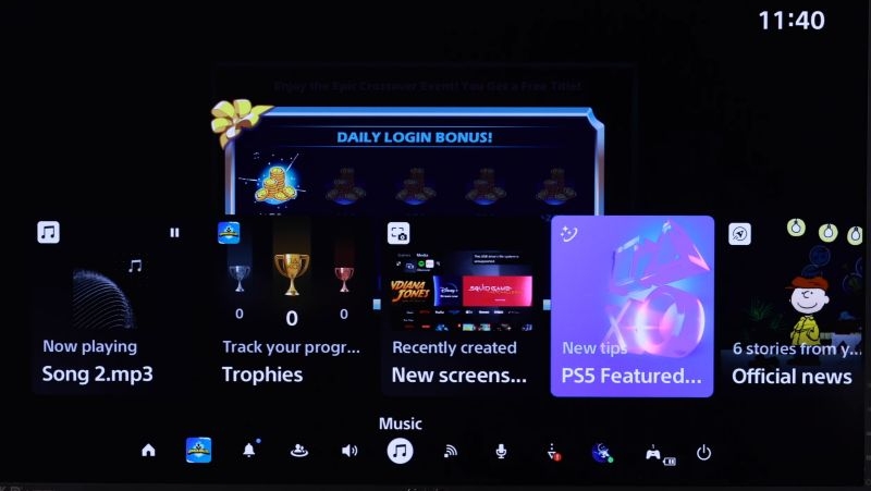 choose Music tab | Watch YouTube While Playing Games on PS5
