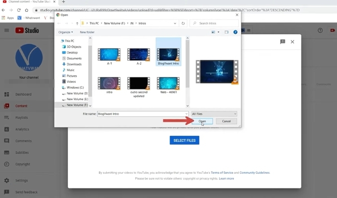 click Select files | Make a Private YouTube Video