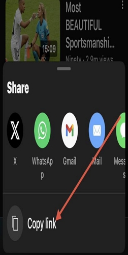 click Copy link | Post YouTube Videos on X with Preview