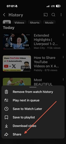 select Share | Post YouTube Videos on X with Preview