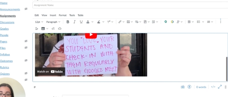 shown video | Embed YouTube Videos in Canvas