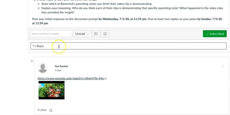 post a reply | Embed YouTube Videos in Canvas