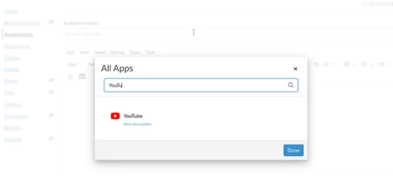 choose View All | Embed YouTube Videos in Canvas