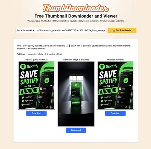 save images | TikTok Thumbnail Downloaders