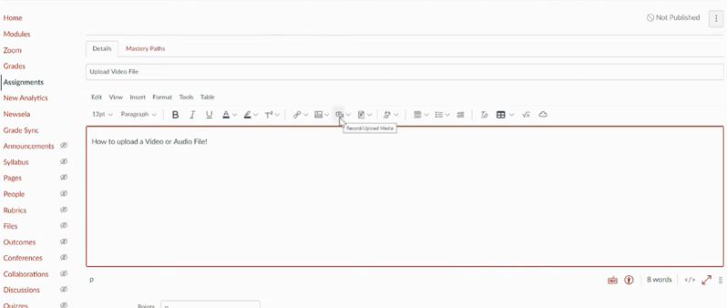 select Upload | Embed YouTube Videos in Canvas